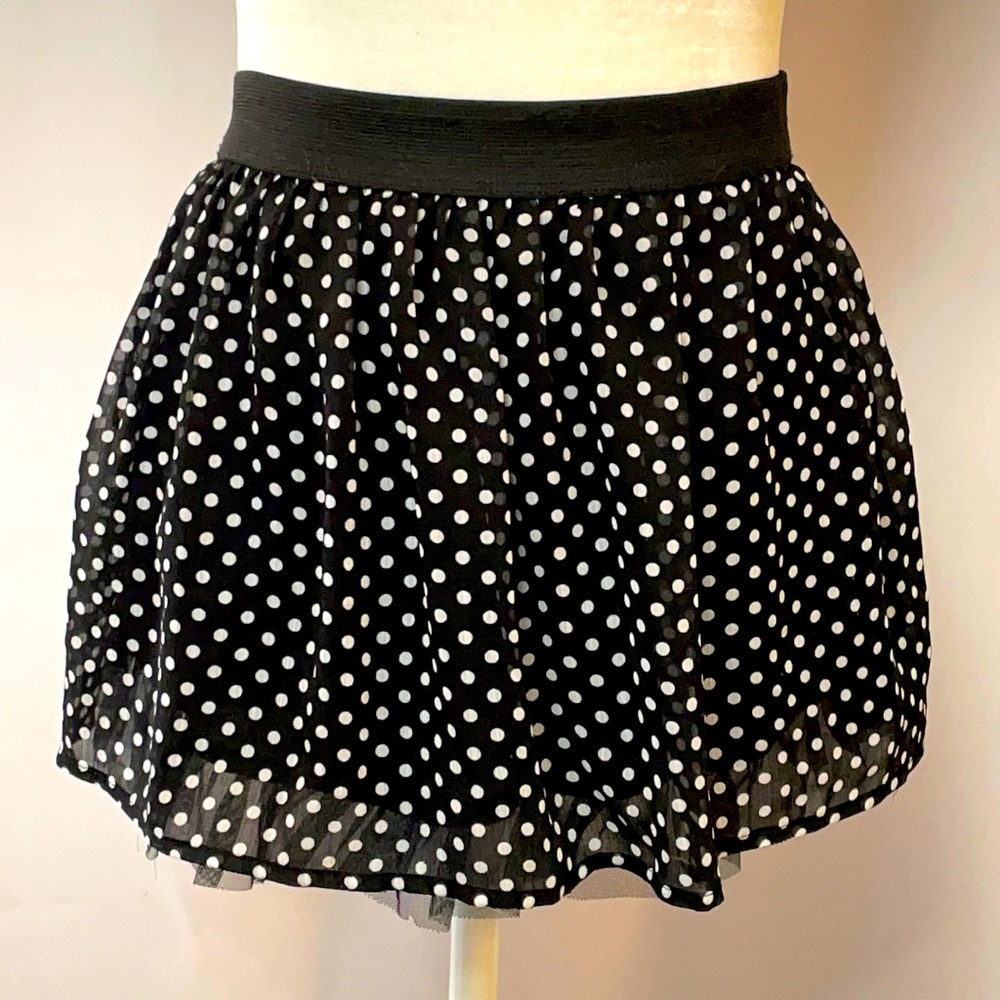 Vintage Tulle Polka Dot Skirt with Elastic Waist